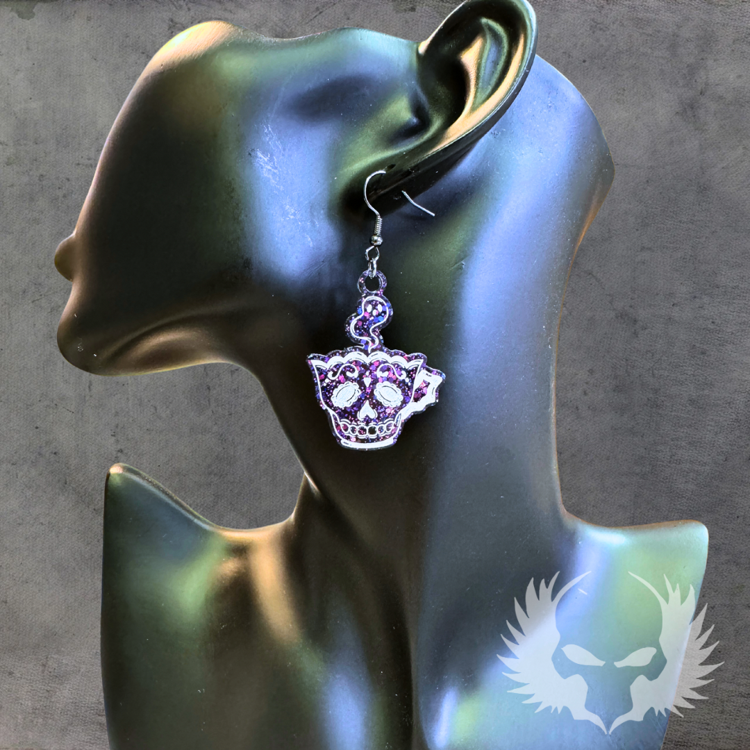 Skull Teacup Earrings