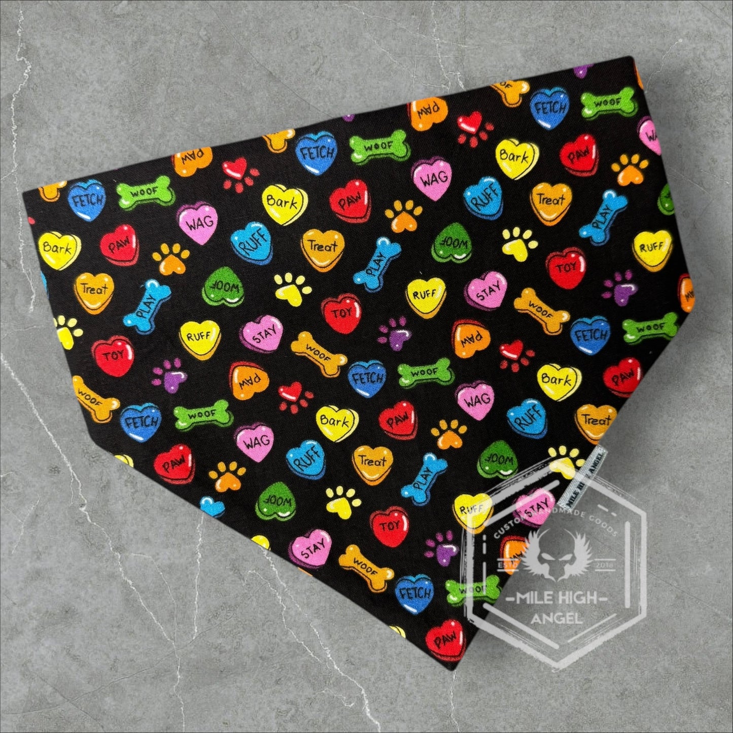 Conversation Heart Dog Bandana