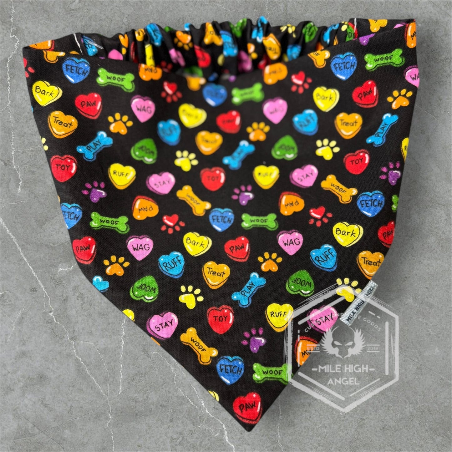 Conversation Heart Dog Bandana