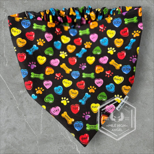 Conversation Heart Dog Bandana
